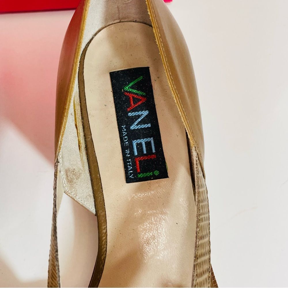 Vaneli Italian Vero Cuoio Leather Vintage Tan Flats/Small Heel Size 8 - Picture 3 of 11
